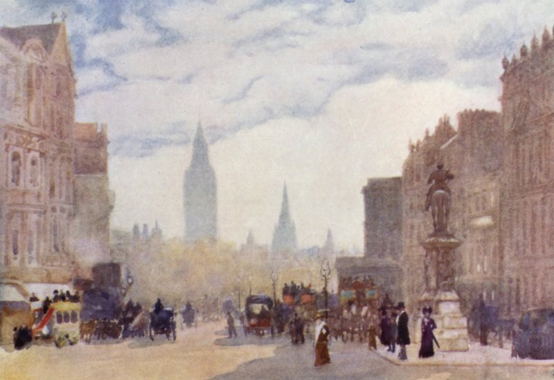 At Charing Cross (farge litho) av Herbert Menzies (after) Marshall