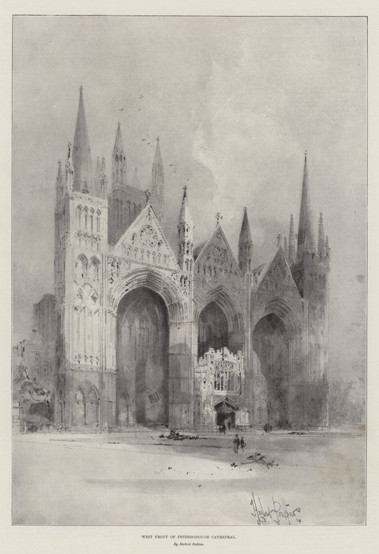 Vestfronten til Peterborough katedral av Herbert Railton