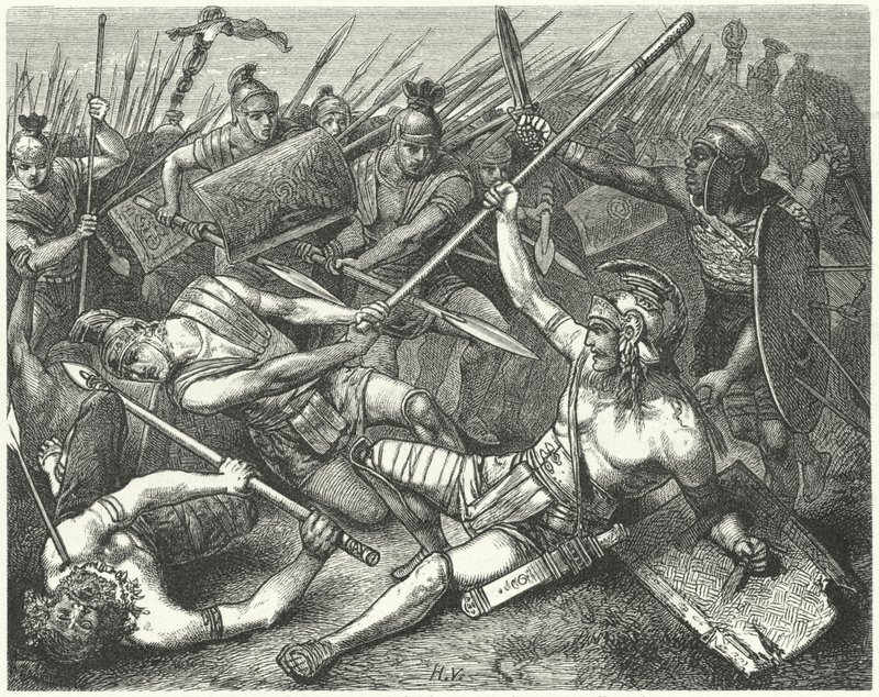 Spartacus død, 71 f.Kr av Hermann Vogel