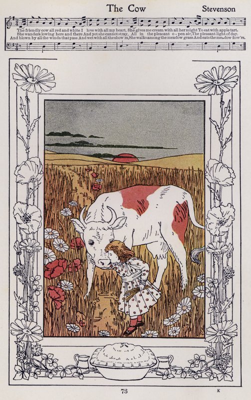 The Cow (colour litho) av Hilda Broughton