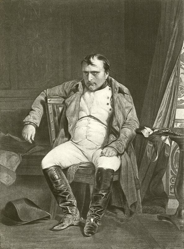 Abdikasjon, Napoleon ved Fontainbleau (gravyr) av Hippolyte Delaroche