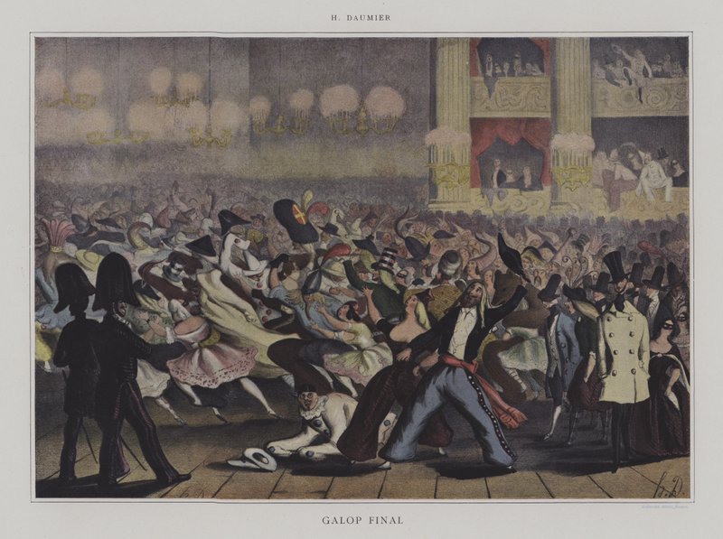 Galopfinale (fargelitho) av Honore (after) Daumier