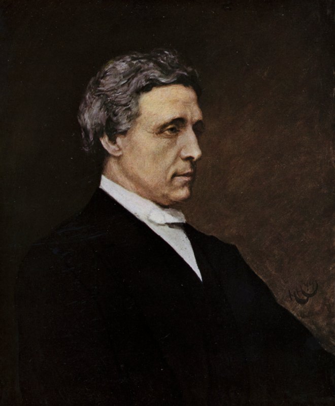 C L Dodgson (farge litho) av Hubert von (after) Herkomer