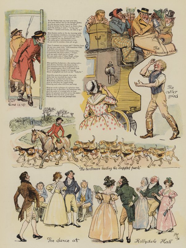 A Coaching Idyll, av Edmund Petley (chromolitho) av Hugh Thomson