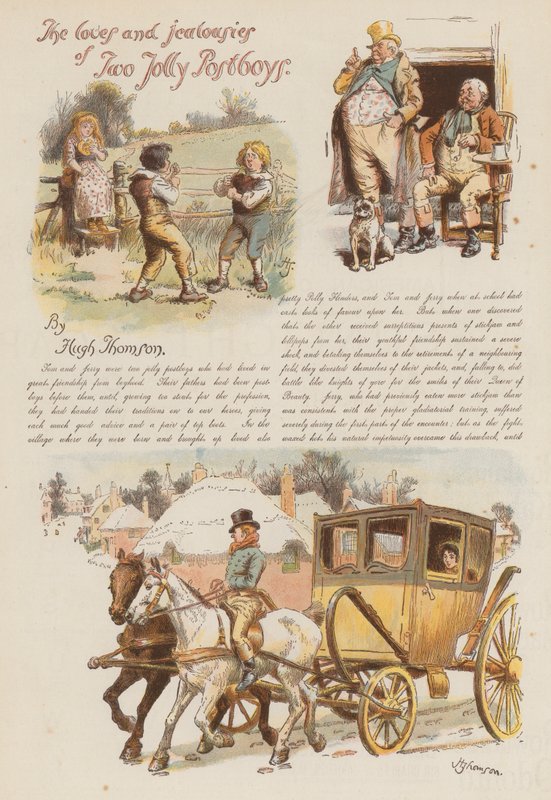 The Loves and Jealousies of Two Jolly Postboys (chromolitho) av Hugh Thomson