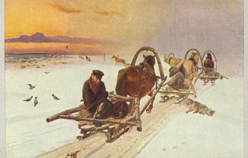 Gruppe av sleder i Russland, 1871 av Illarion Mikhailovich Pryanishnikov