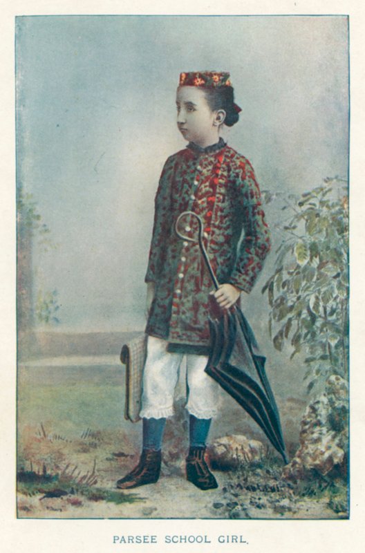 Indiske innfødte: Parsee School Girl (farget bilde) av Indian photographer