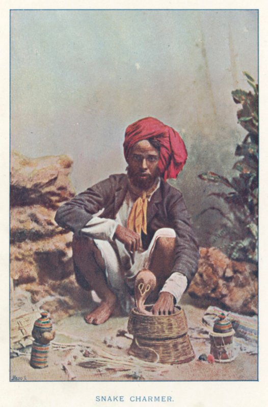 Indiske innfødte: Snake Charmer (farget bilde) av Indian photographer