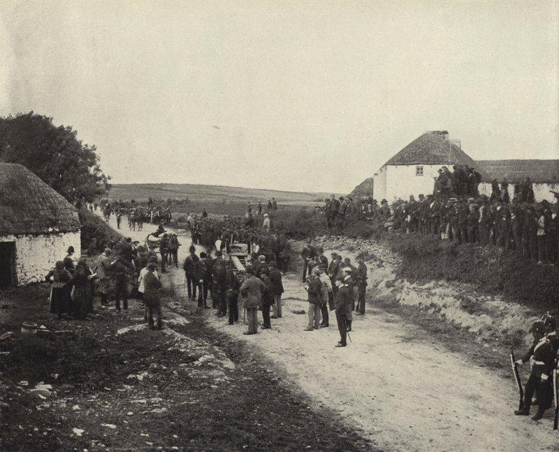 Marching to Evict, Co. Clare (s/hvitt-bilde) av Irish Photographer