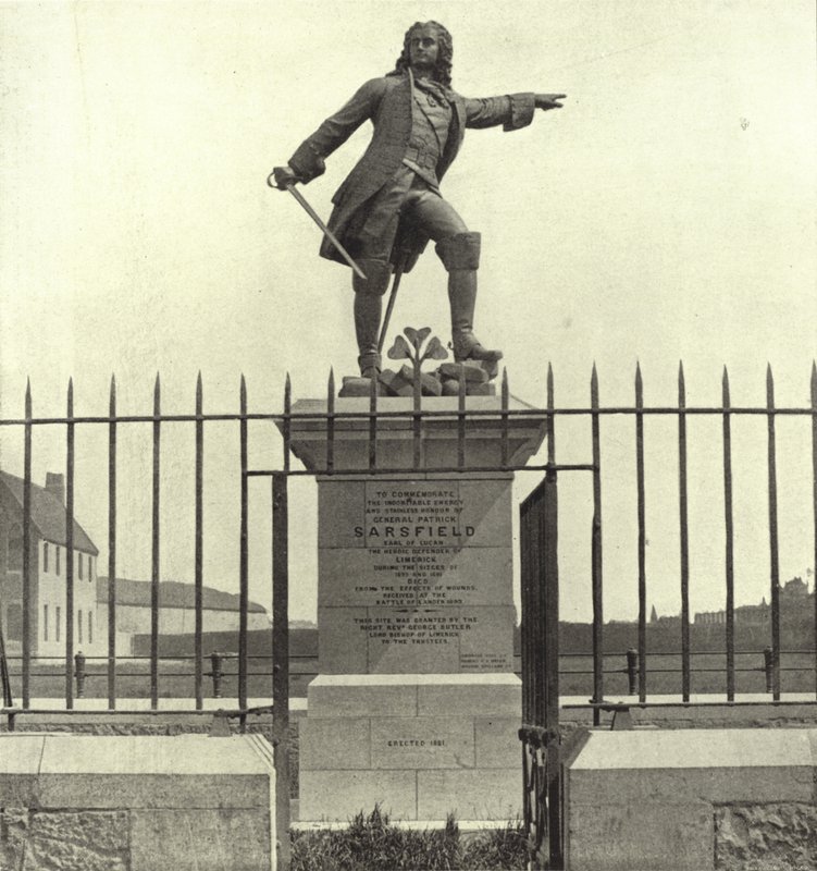 Sarsfield-statuen, Limerick (s/hvitt-bilde) av Irish Photographer