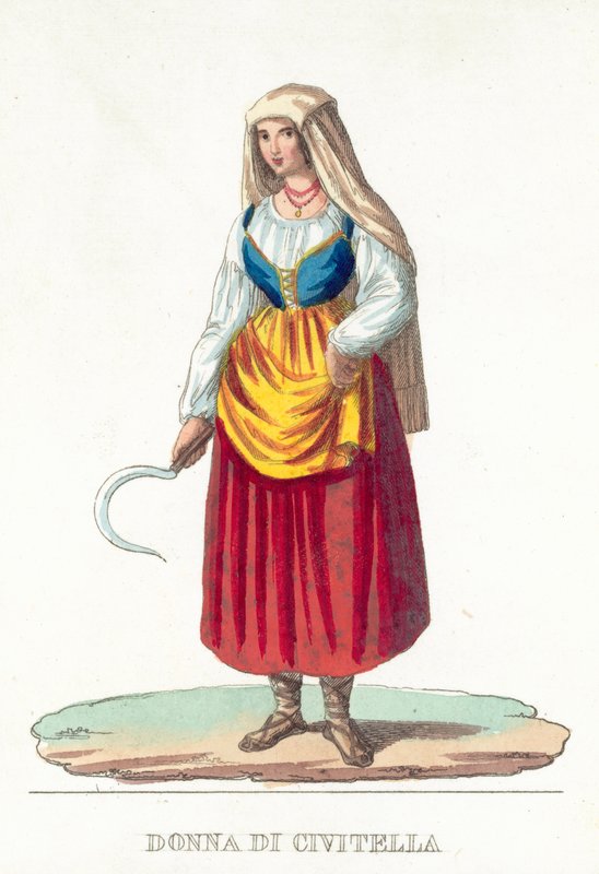 Donna Di Civitella (farget gravering) av Italian School
