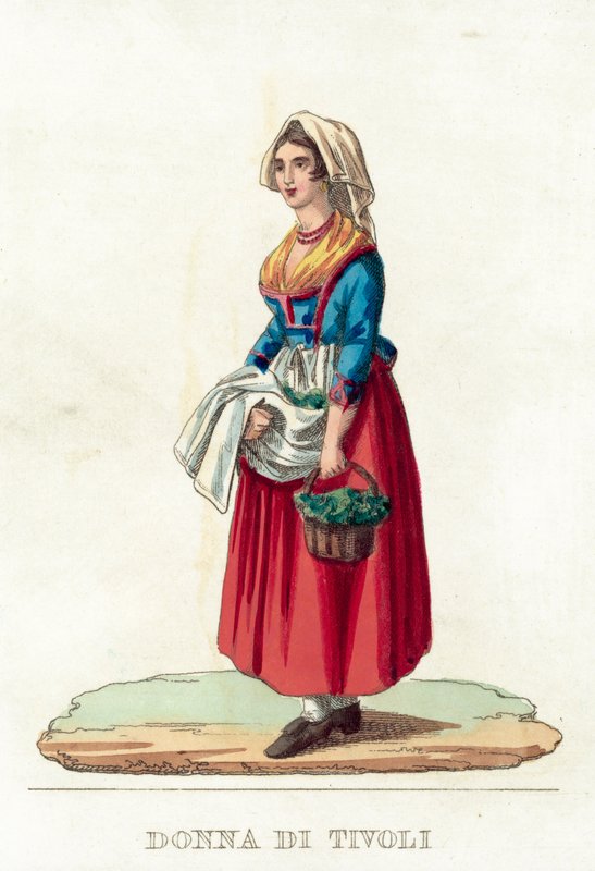 Woman of Tivoli (farget gravering) av Italian School