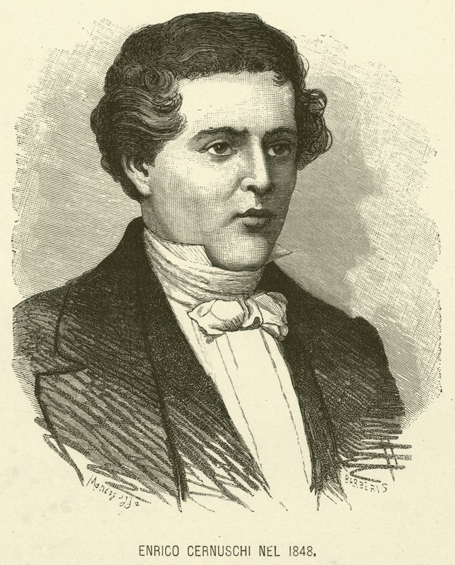 Enrico Cernuschi i 1848 (gravering) av Italian School