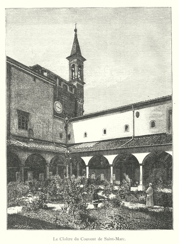 The Cloister of the Convent of Saint Mark (gravering) av Italian School