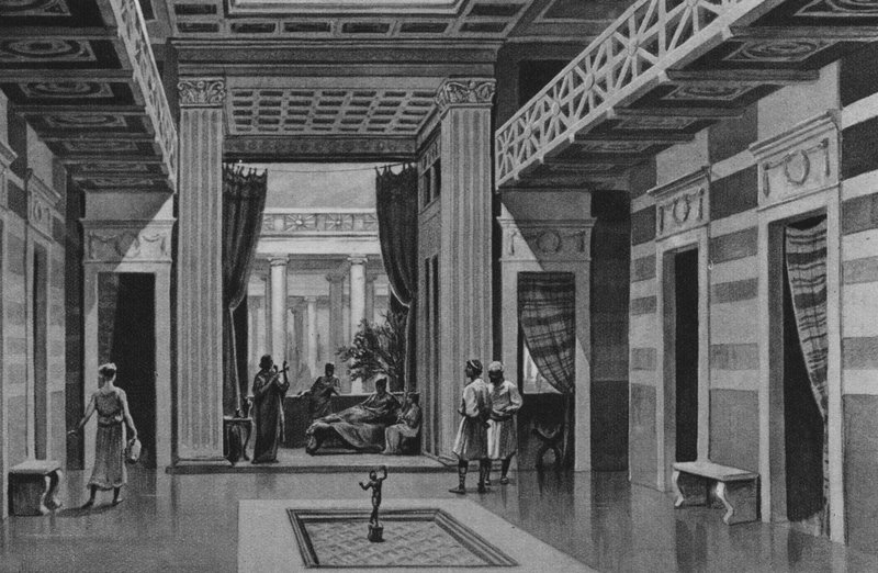Pompeii: House of the Dancing Faun (litho) av Italian School