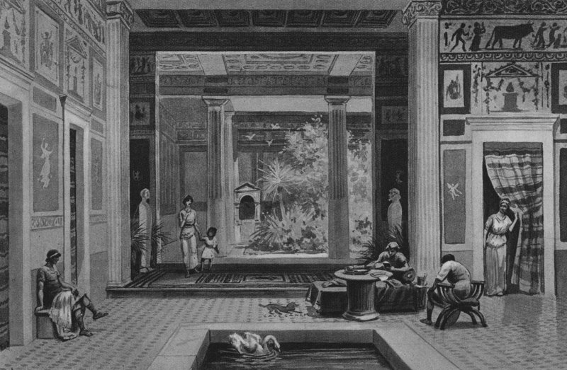 Pompeii: House of the Tragic Poet (litho) av Italian School