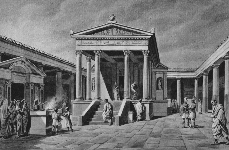 Pompeii: Temple of Isis (litho) av Italian School