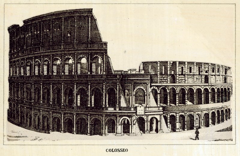 Roma: Colosseum (litho) av Italian School