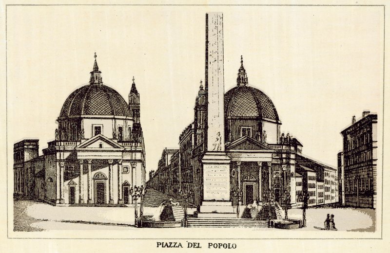Roma: Piazza Del Popolo (litho) av Italian School
