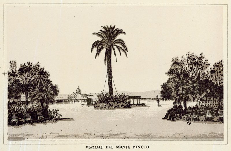 Roma: Piazzale Del Monte Pincio (litho) av Italian School