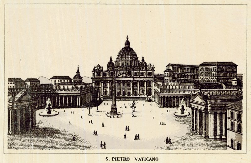 Roma: St. Peter Vatikanet (litho) av Italian School