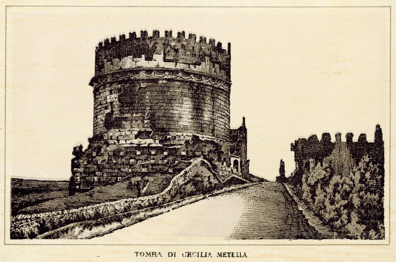 Roma: Graven til Cecilia Metella (litho) av Italian School