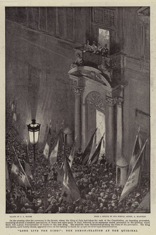 Lenge leve kongen!, demonstrasjonen ved Quirinal av J. J. Waugh