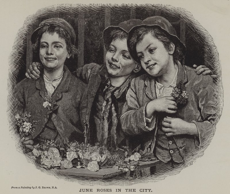 June Roses in the City (gravering) av J. Gillis Brown
