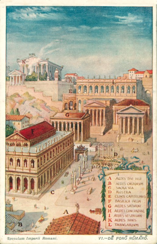 Forum Romanum, det gamle Roma (farge litho) av J. Williamson