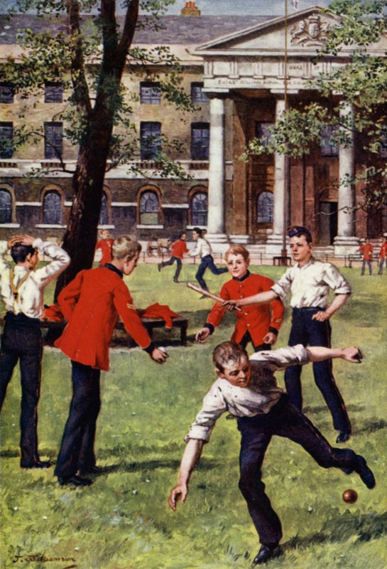 Soldier Boys at Play (farge litho) av J. Williamson