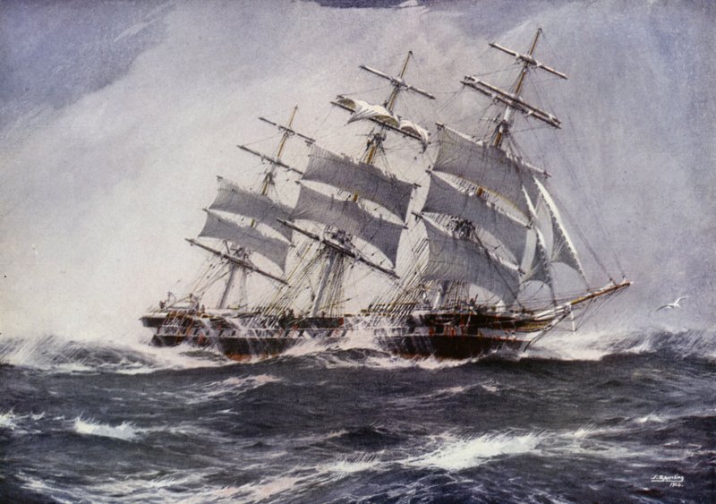 Clipper Ships: Sobraon (farge litho) av Jack (after) Spurling