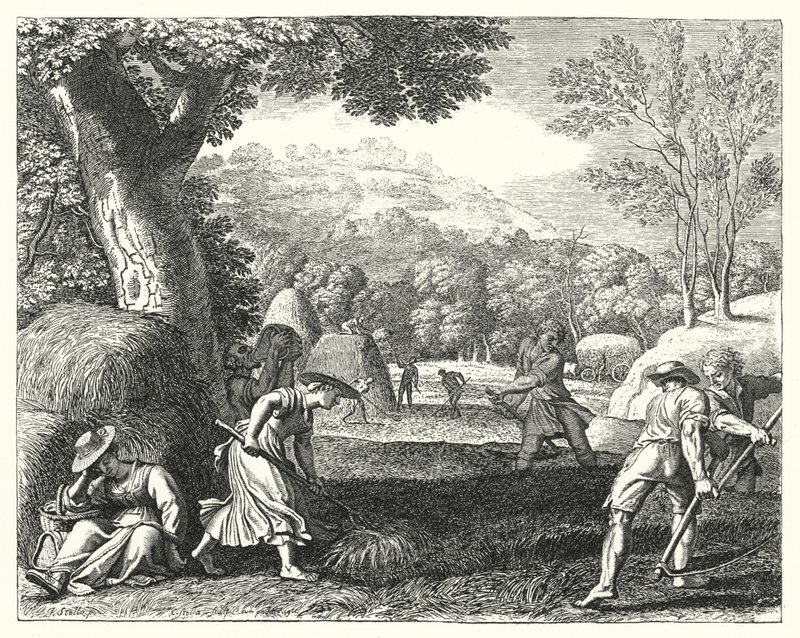 Innhøstingsscene (gravering) av Jacques Stella