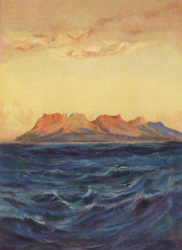 Isle of Patmos (farge litho) av James (after) Clark