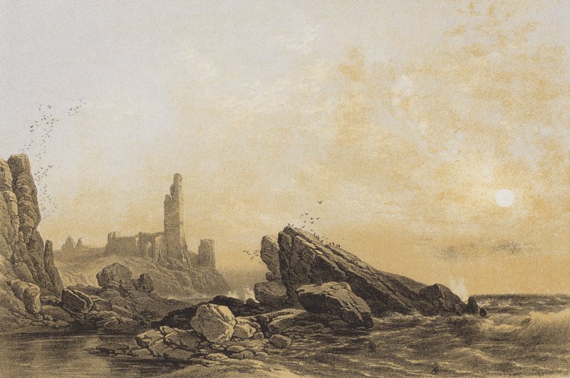 Dunure Castle (chromolitho) av James Duffield Harding