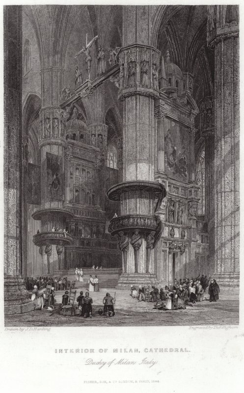 Interiør i katedralen i Milano av James Duffield Harding