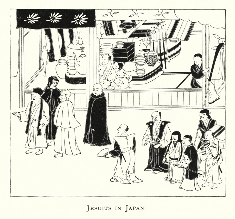 Jesuitter i Japan (litho) av Japanese School