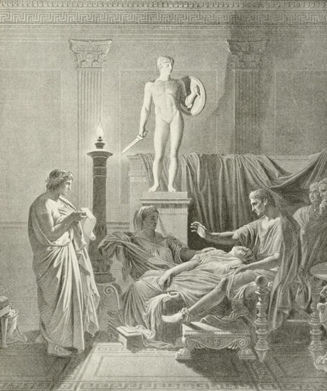 Octavia overvinne av Virgils vers (gravyr) av Jean Auguste Dominique Ingres