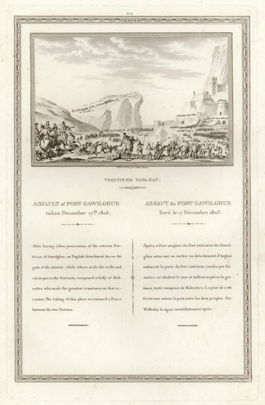 Assault of Fort Gawilghur, tatt 17. desember 1803 av Jean Duplessi Bertaux