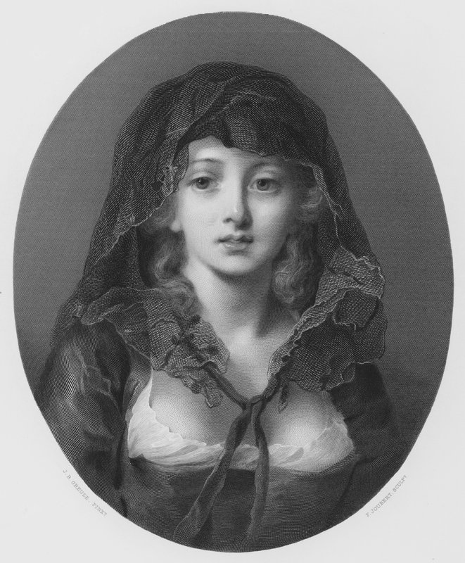 Enkelhet (gravering) av Jean Baptiste (after) Greuze