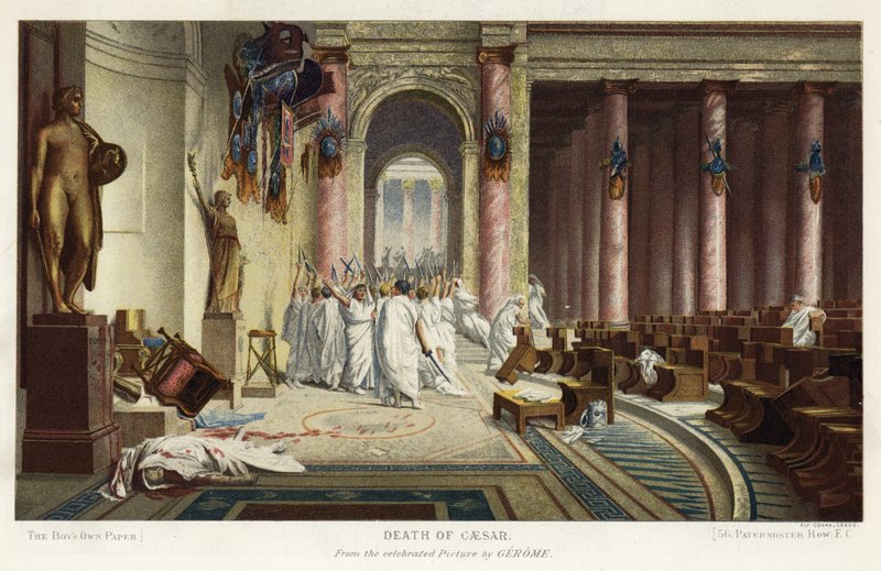 Cæsars død (chromolitho) av Jean Leon (after) Gerome