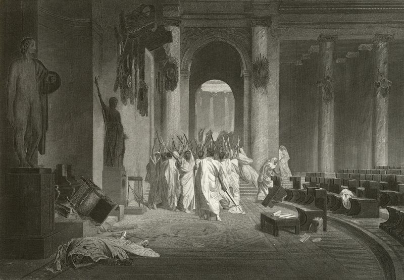 Julius Cæsars død, 44 f.Kr av Jean Leon Gerome