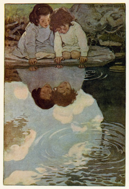 Looking-Glass River (farge litho) av Jessie Willcox Smith