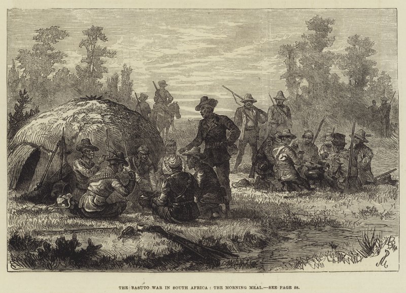 Basuto-krigen i Sør-Afrika, morgenmåltidet av Johann Nepomuk Schonberg