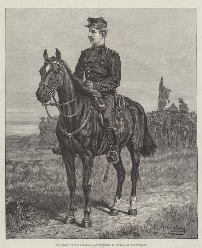 Kronprins Ferdinand av Romania som kaptein på Venatori av Johann Nepomuk Schonberg