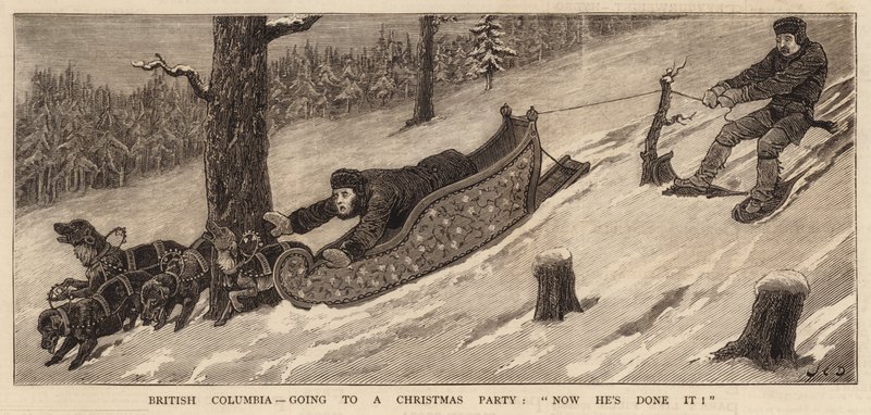 British Columbia, skal på julefest, nå har han gjort det! av John Charles Dollman