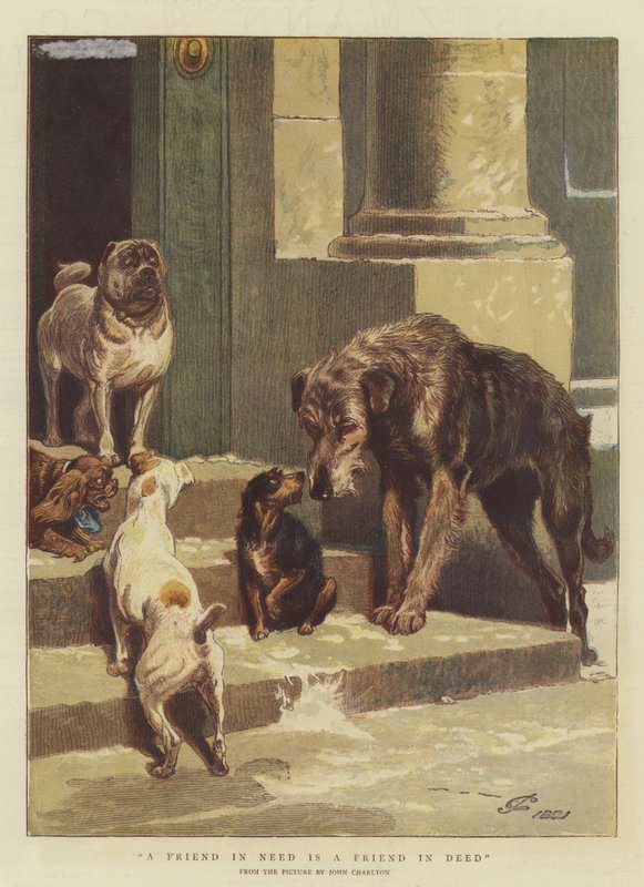 En venn i nød er en venn i gjerning (chromolitho) av John Charlton