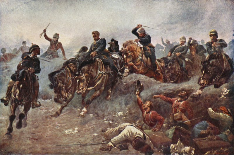 Britisk artilleri går inn i fiendens linjer ved Tel el-Kebir, 1882 av John Charlton