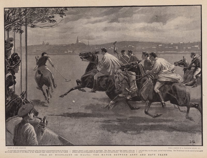 Polo by Moonlight på Malta, kampen mellom hær- og marinelag av John Charlton