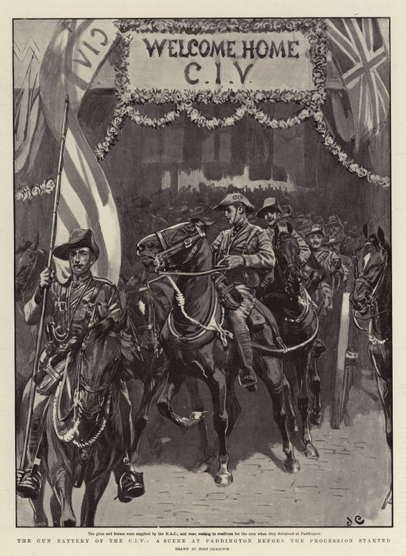 The Gun Battery of the CIV, A Scene at Paddington før prosesjonen startet av John Charlton