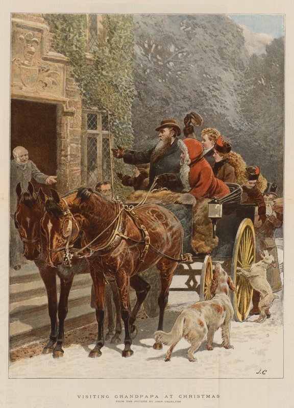 Besøke bestefar i julen (chromolitho) av John Charlton